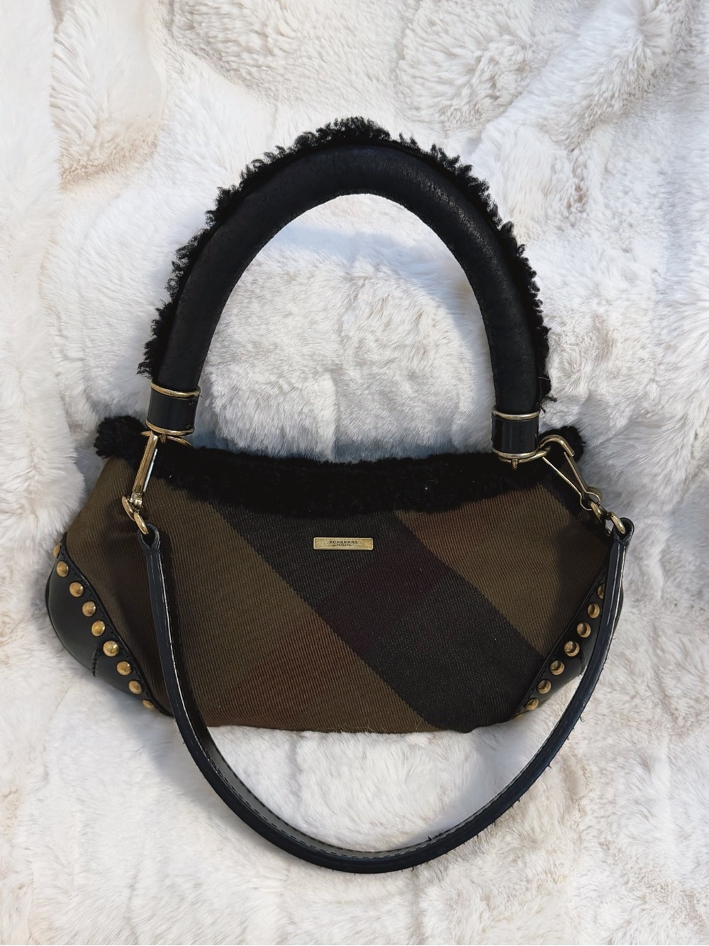 Burberry Prorsum Brown Cadet Shearling Bag